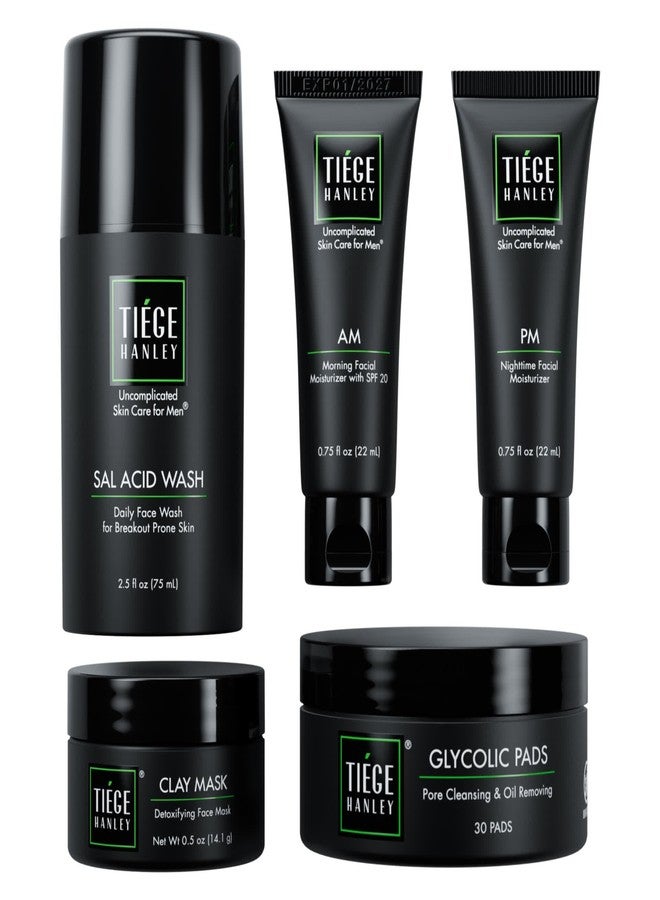Tiege Hanley Skin Care Set for Men, Advanced Routine for Oily & Combination Skin, Level 2 System, Salicylic Acid Face Wash, Glycolic Pads, Two Moisturizers & Clay Mask, Men’s Skin Care, 5 Piece Kit - Image 1